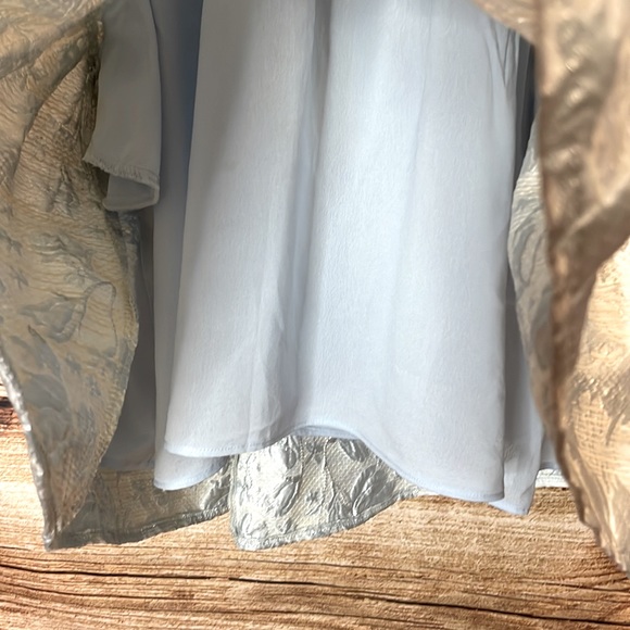 Puff Sleeve Jacquard Silver Blue Dress - Picture 8 of 13